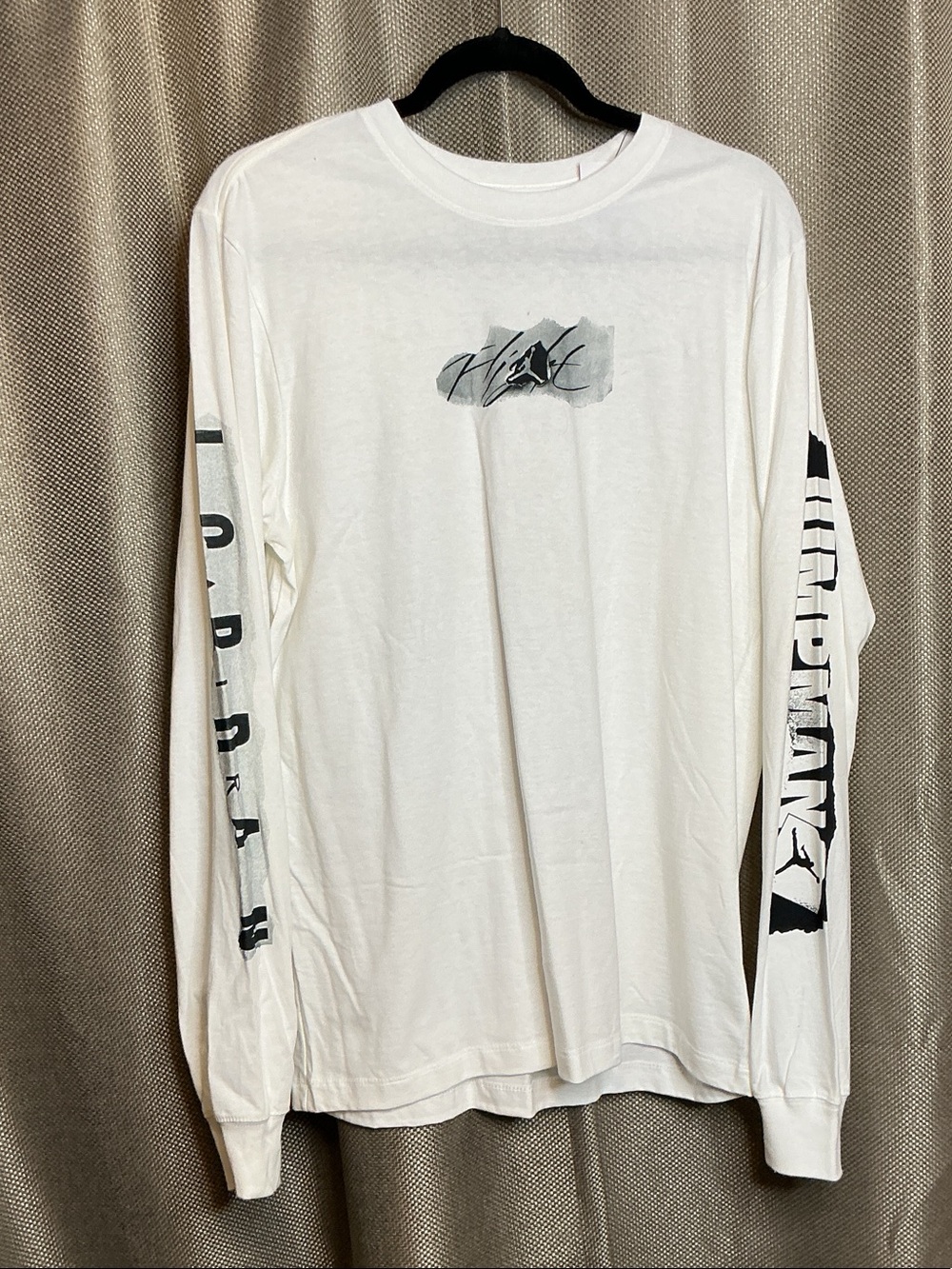 Jordan White Long Sleeve Tee with Gray Logos